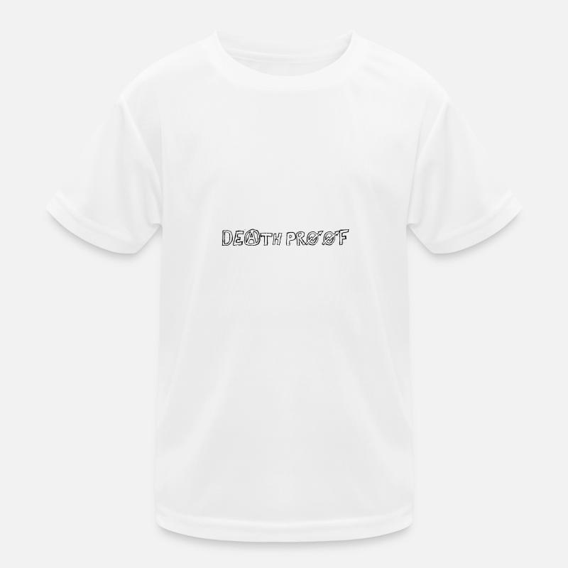 Death Proof Inscription Black Graphics Design Kids Functional T-Shirt