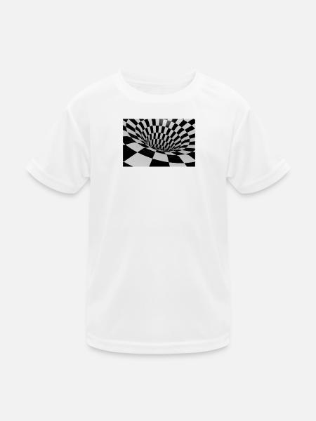 Black and White Tile Tunnel - Kids Functional T-Shirt - white - Front