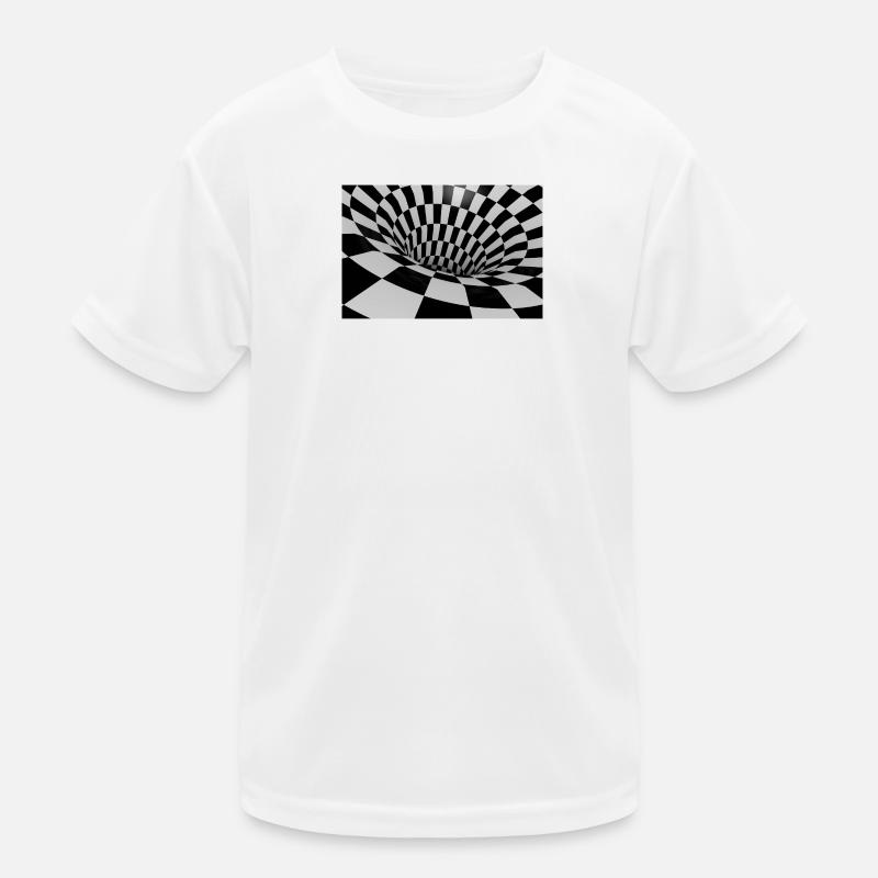 Black and White Tile Tunnel Kids Functional T-Shirt