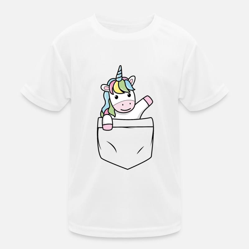 Ein Einhorn in der Tasche - Kinder Funktions-T-Shirt - Weiß