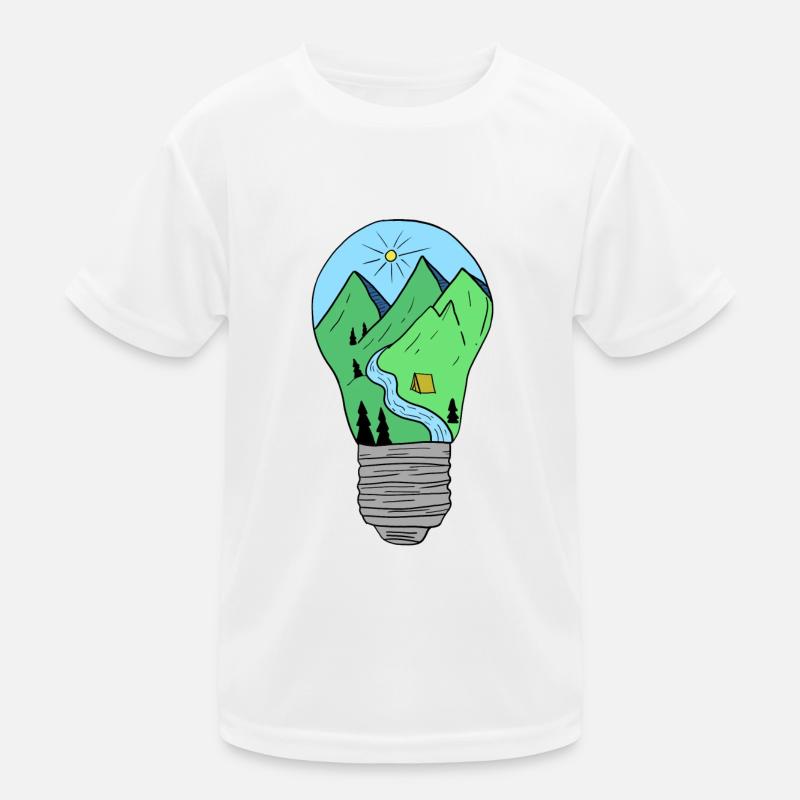 Mountains in a light bulb creatively hand-drawn Kids Functional T-Shirt
