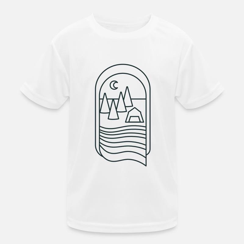 BOHO Waldcamp mit Bäumen und Fluss Kinder Funktions-T-Shirt