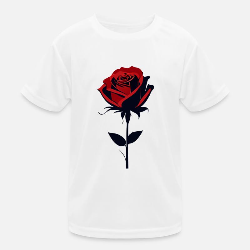 Rote Rose Kinder Funktions-T-Shirt