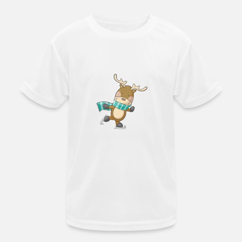 Cute comic reindeer skating Kids Functional T-Shirt