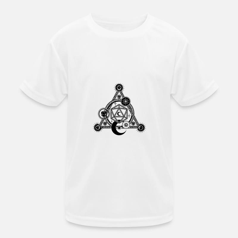 D20 Mystical Crescent Moon Magic Circle RPG Kids Functional T-Shirt