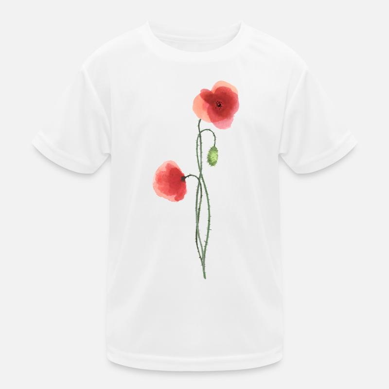 Blume: roter Mohn Kinder Funktions-T-Shirt