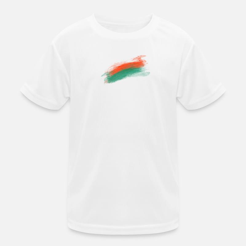 Orangen-Teal Pinselstrich Kunstdesign Kinder Funktions-T-Shirt