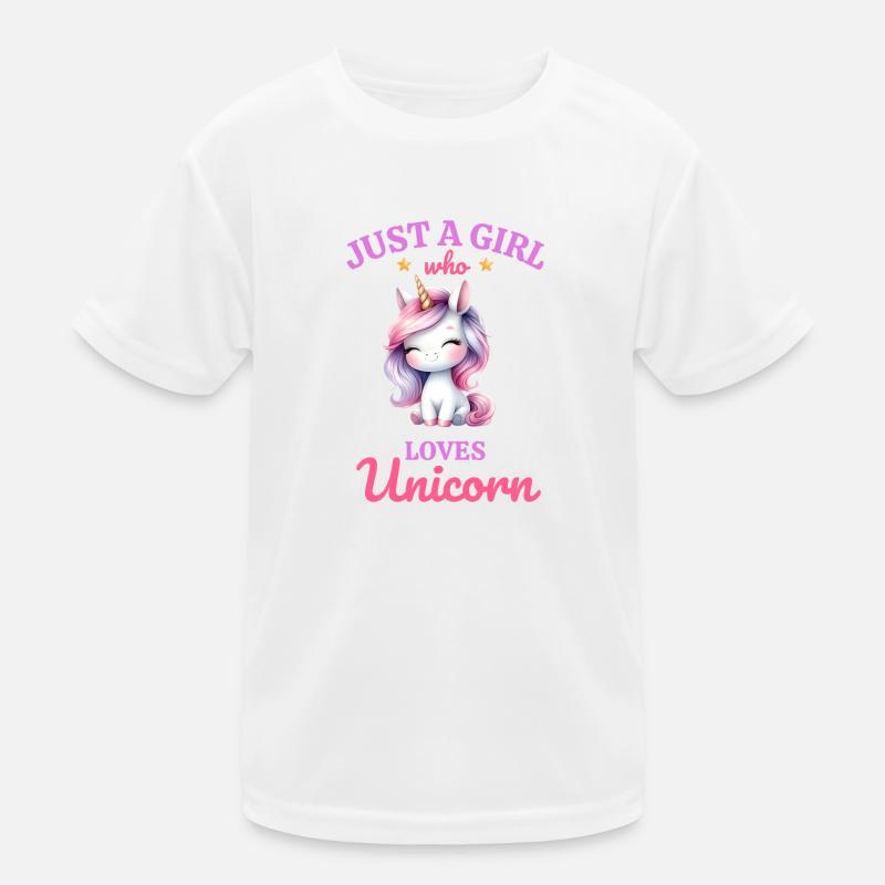 Nur ein Mädchen, das Einhörner liebt Kinder Funktions-T-Shirt