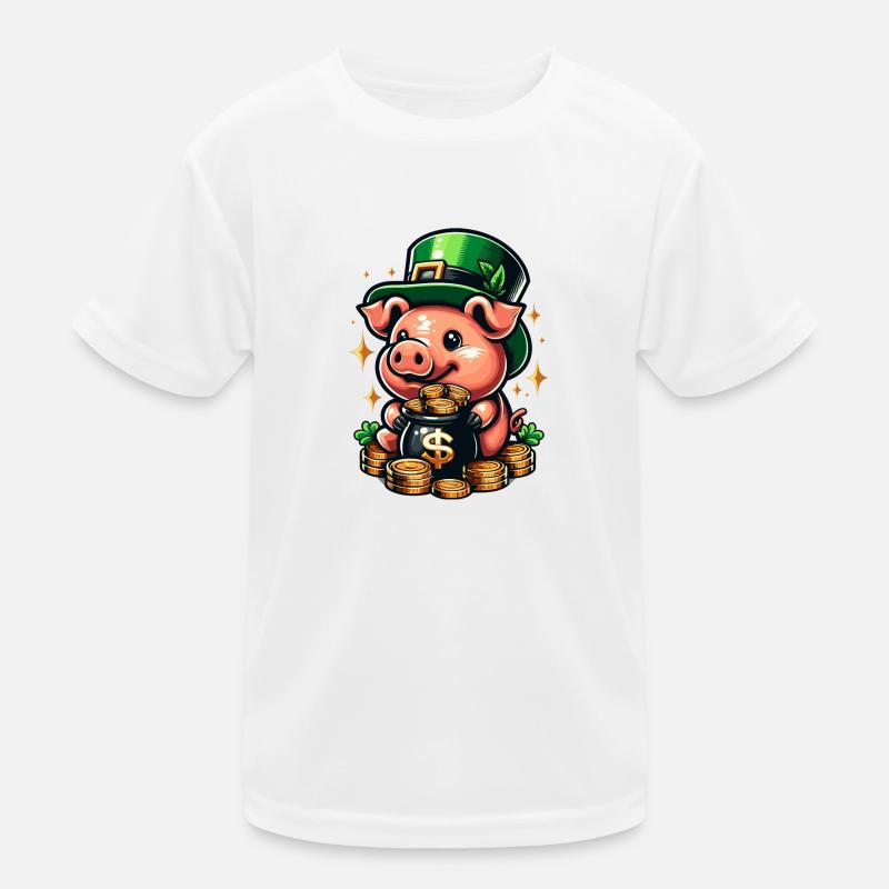 LUCKY PIG JACKPOT MONEY RICH PROSPERITY GREEN Kids Functional T-Shirt