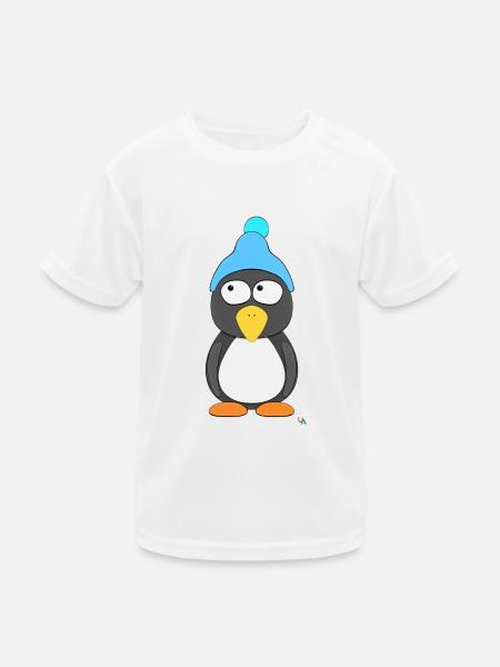 Pinguin - Kinder Funktions-T-Shirt - Weiß
