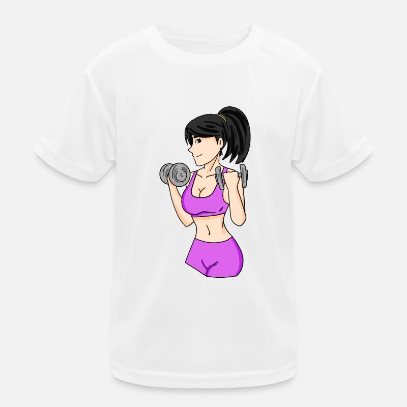 Mädchen mit Hanteln Kinder Funktions-T-Shirt