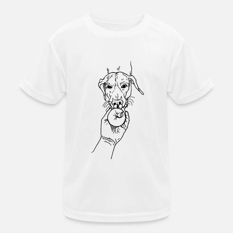 Hund mit Apfel Kinder Funktions-T-Shirt
