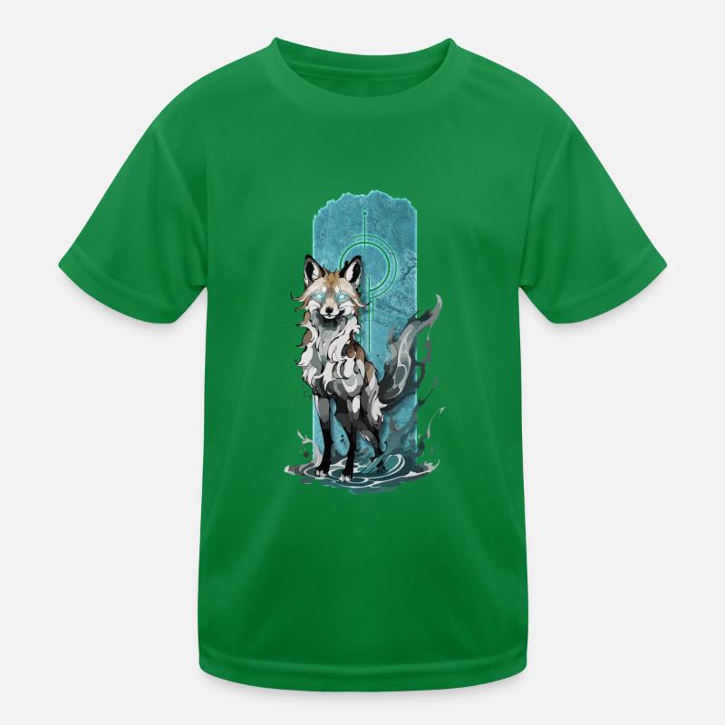 Ätherischer Fuchsgeist: Mystischer blauer Flammenfuchs Kinder Funktions-T-Shirt