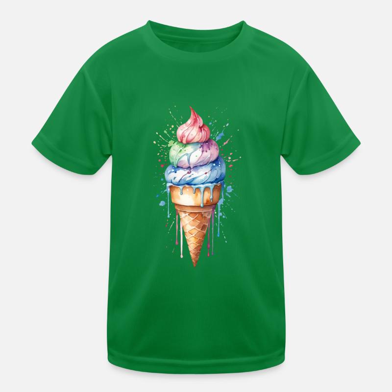 Rainbow Delight: Aquarell-Eistüte Kinder Funktions-T-Shirt