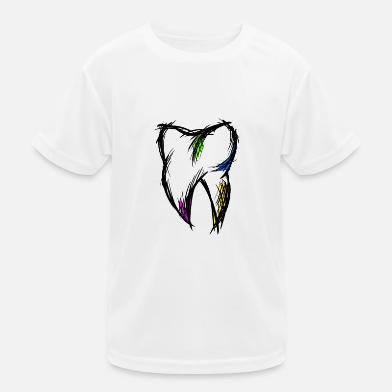 Dent colorée, dessin, dessinée à la main. T-shirt sport Enfant