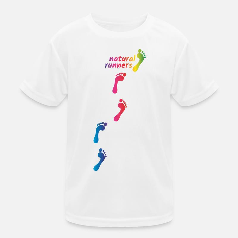 Rainbow Footprints - go barefoot through life - Kids Functional T-Shirt - white