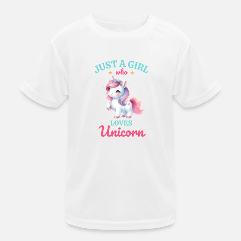 Nur ein Mädchen, das Einhörner liebt Kinder Funktions-T-Shirt