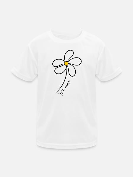 ICH LIEBE DICH. ICH LIEBE DICH. LIEBE. LIEBE. HERZ. BLUME - Kinder Funktions-T-Shirt - Weiß - Vorne