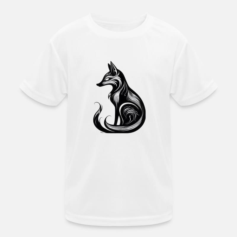 Minimalistic Black & White Fox - Kids Functional T-Shirt - white