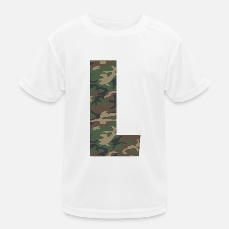 Tough letter L in camouflage pattern! Kids Functional T-Shirt