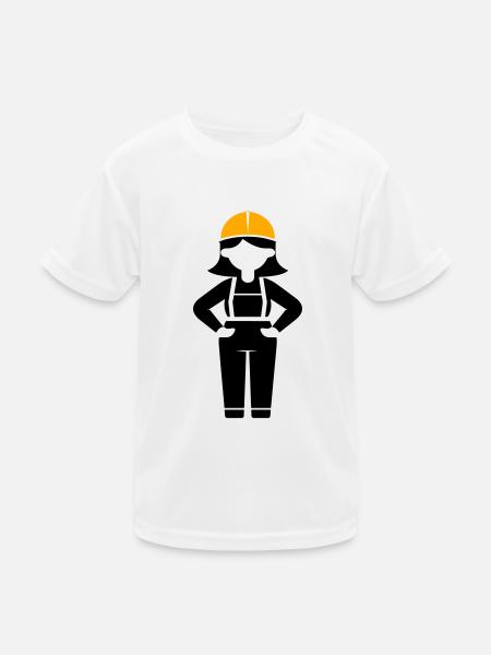 Construction Worker Woman - Kids Functional T-Shirt - white - Front