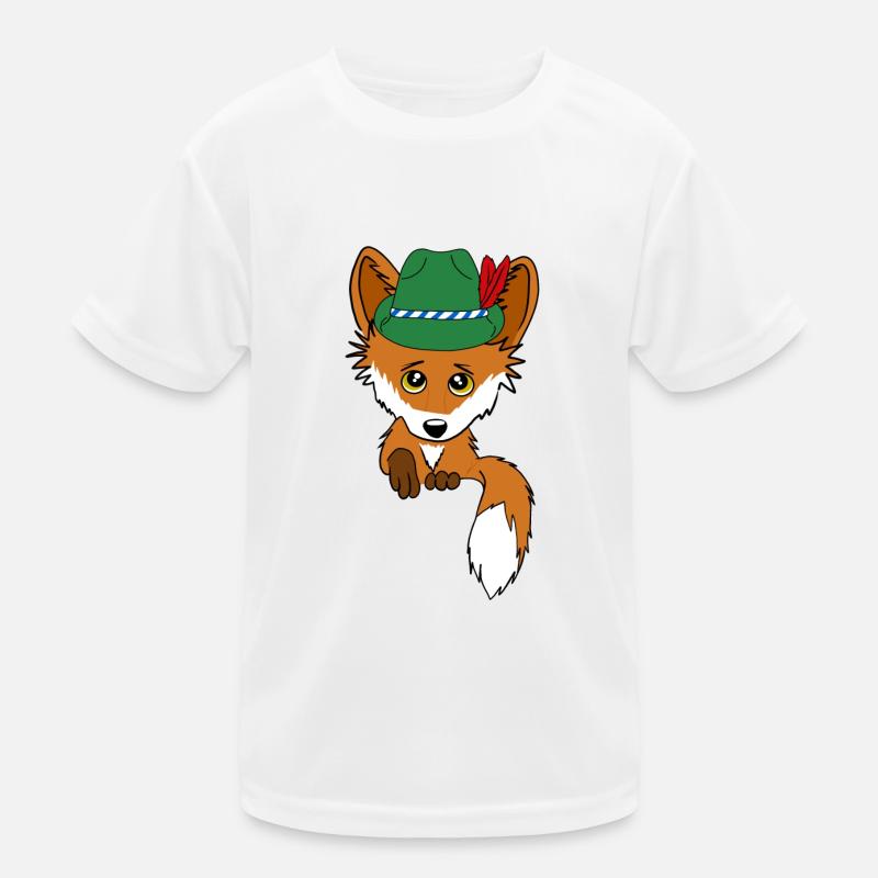 Fuchs mit Trachtenhut in Tasche Kinder Funktions-T-Shirt