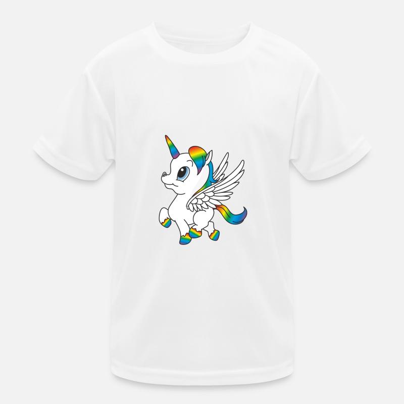 Regenbogen Einhorn, Pegasus Kinder Funktions-T-Shirt