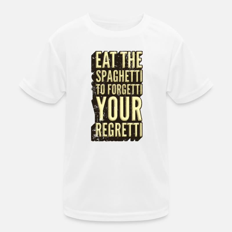 Spaghetti Regret Sarcasm Graphic - Kids Functional T-Shirt - white