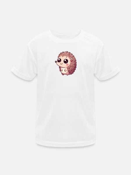 Loving Hedgehog Motif for Kids Clothes - Kids Functional T-Shirt - white - Front