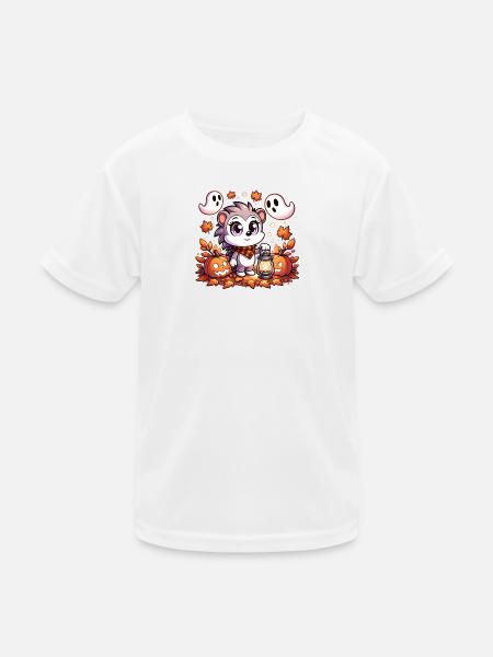 Halloween hedgehog with cute ghosts - Kids Functional T-Shirt - white