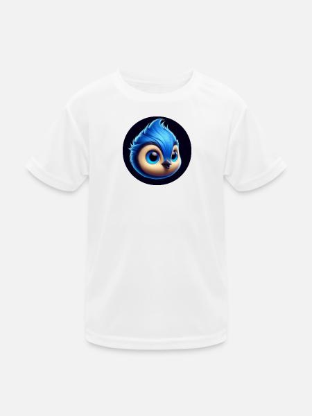 Comic Bird Blue Blue - Kids Functional T-Shirt - white - Front