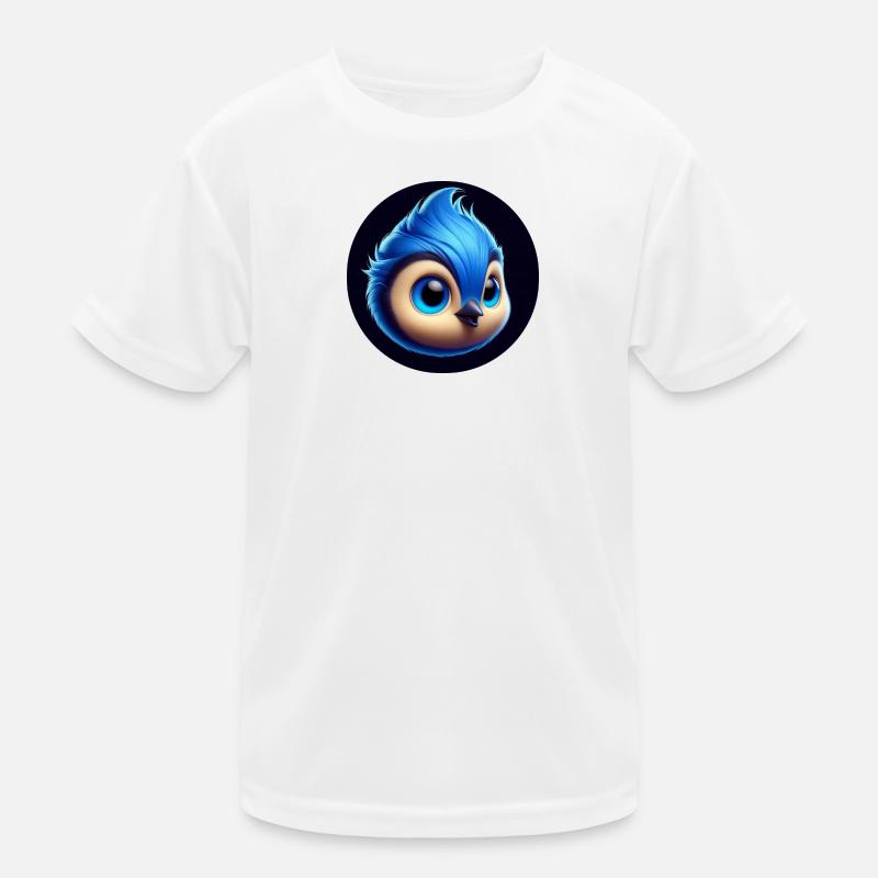 Comic Bird Blue Blue Kids Functional T-Shirt