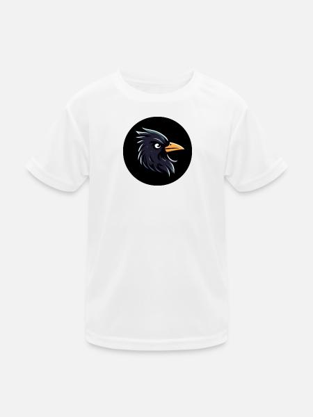 Cartoon Amsel Rabe schaut finster - Kinder Funktions-T-Shirt - Weiß - Vorne