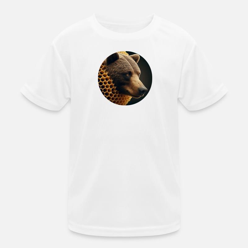 Brown Bear in Bee Honeycomb Kids Functional T-Shirt