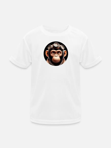 Monkey Time Traveler Time Travel - Kids Functional T-Shirt - white - Front