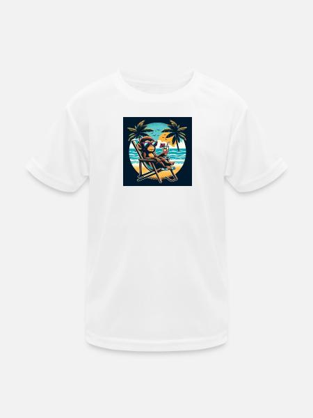 Singe de plage - T-shirt sport Enfant - blanc - Devant