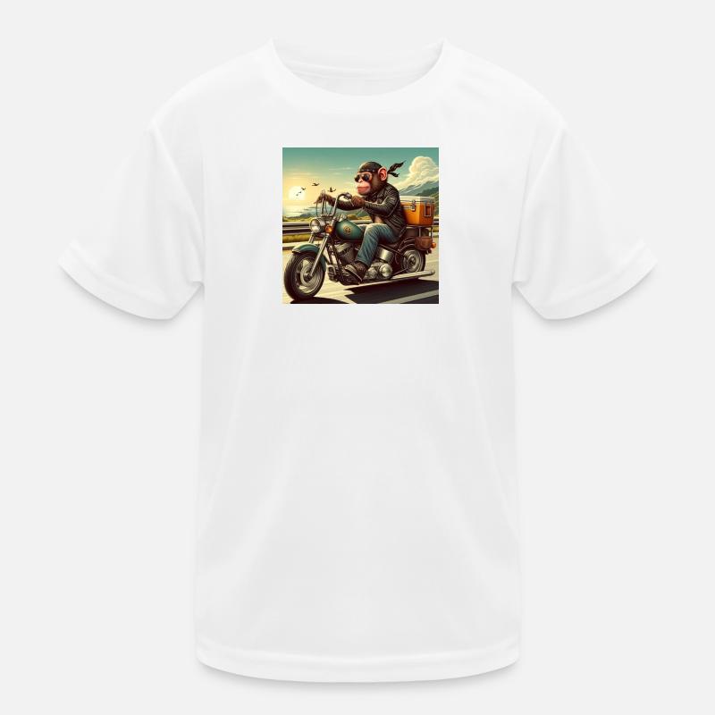 Affe auf Motorrad Kinder Funktions-T-Shirt