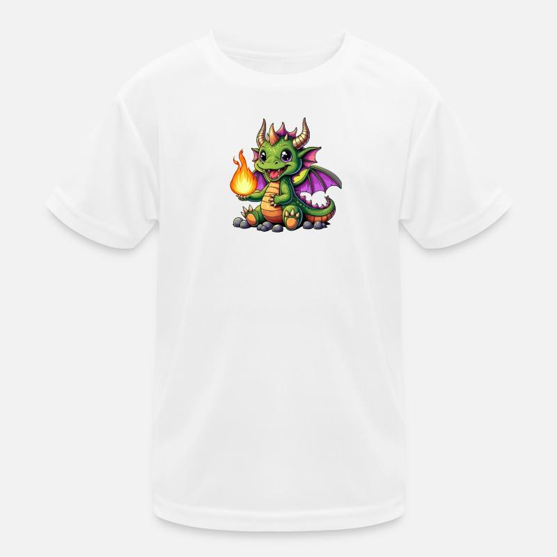 Colored Dragon with Fireball Kids Functional T-Shirt