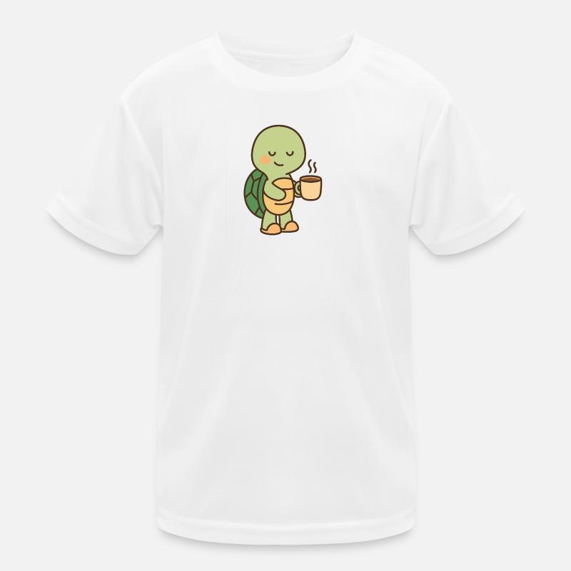 Turtle with a cup of coffee (right) Kids Functional T-Shirt