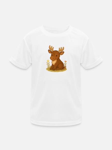 Nordischer Wald - Elch - Kinder Funktions-T-Shirt - Weiß