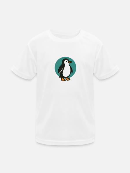 Pinguin - Kinder Funktions-T-Shirt - Weiß