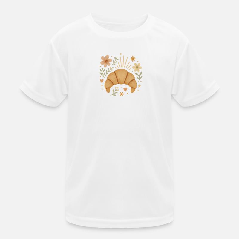 Süßes Croissant & Blumen - Boho Frühstücksdesign Kinder Funktions-T-Shirt