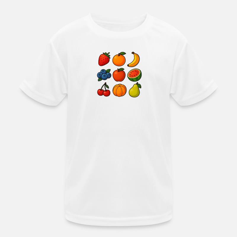 Sélection colorée de fruits frais dans le style dessin animé T-shirt sport Enfant