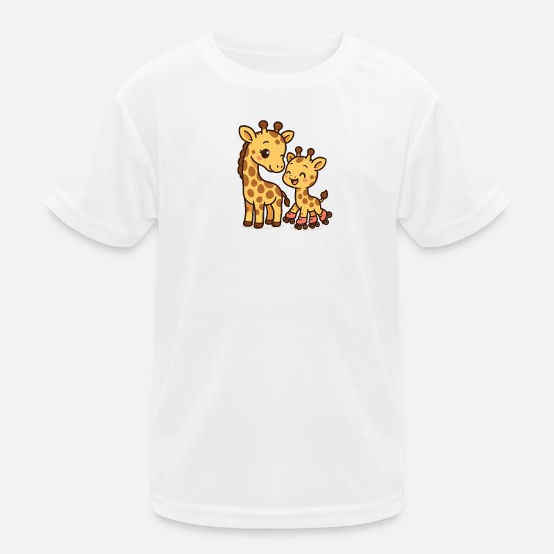 Mama Giraffe bringt ihrem Kleinkind das Rollschuhlaufen bei Kinder Funktions-T-Shirt