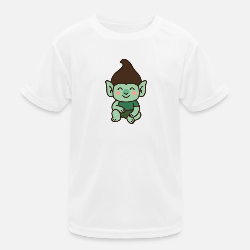 Cute troll – kawaii style - Kids Functional T-Shirt - white
