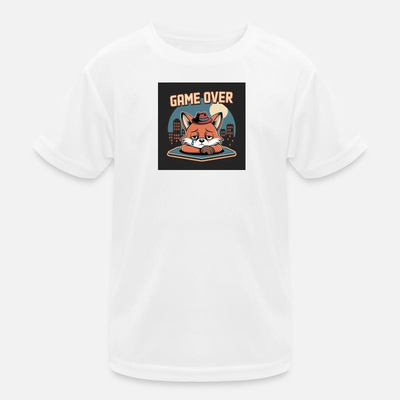 Klon mit Game Over und grauem Maskottchen Kinder Funktions-T-Shirt
