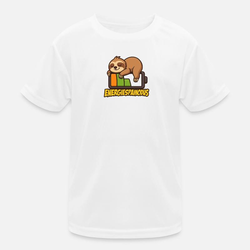 Cute Sloth Energy Saving Logo Kids Functional T-Shirt