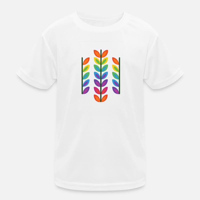 Regenbogenblatt-Design im lebendigen Stil - Kinder Funktions-T-Shirt - Weiß