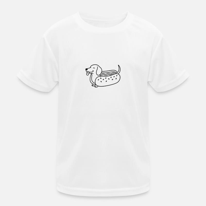 Dackel Dachshund Hot Dog Line Art Kinder Funktions-T-Shirt