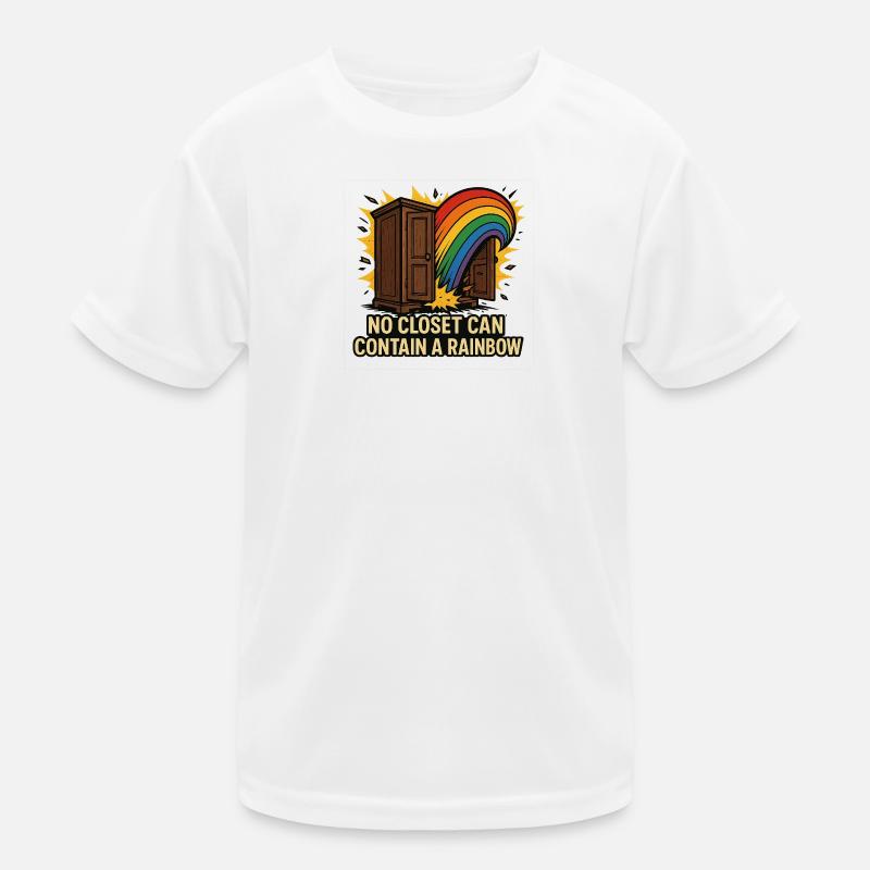 Rainbow Escape from Closet Illustration Kids Functional T-Shirt